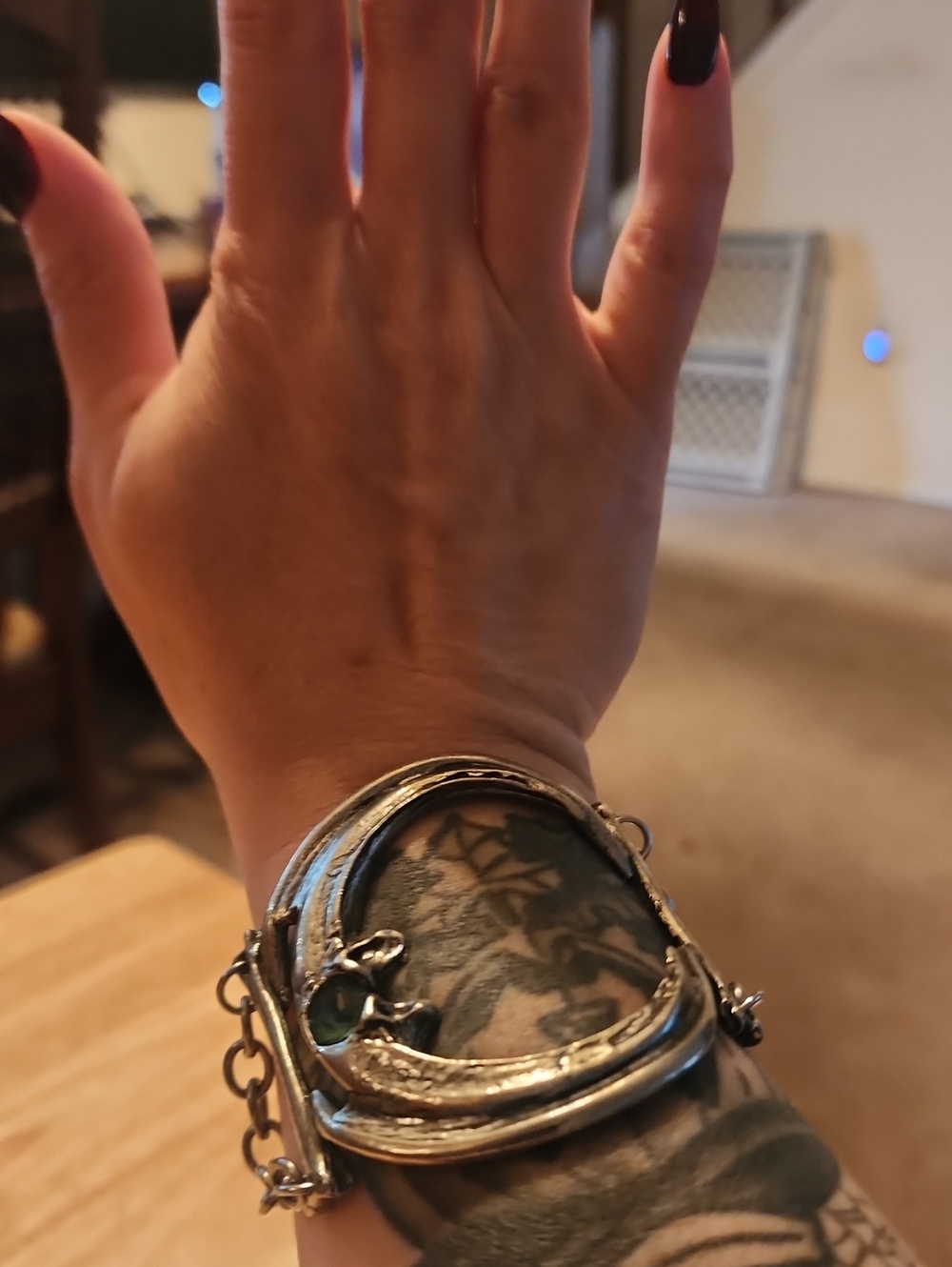 Martha Rotten Eagle Moon cuff bracelet with crystal.